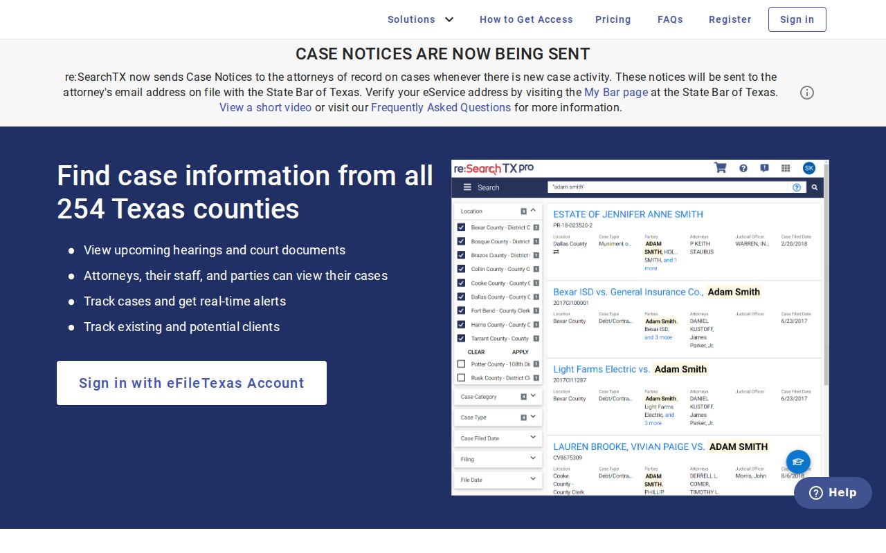 Texas court records search for DeWitt County case follow-up