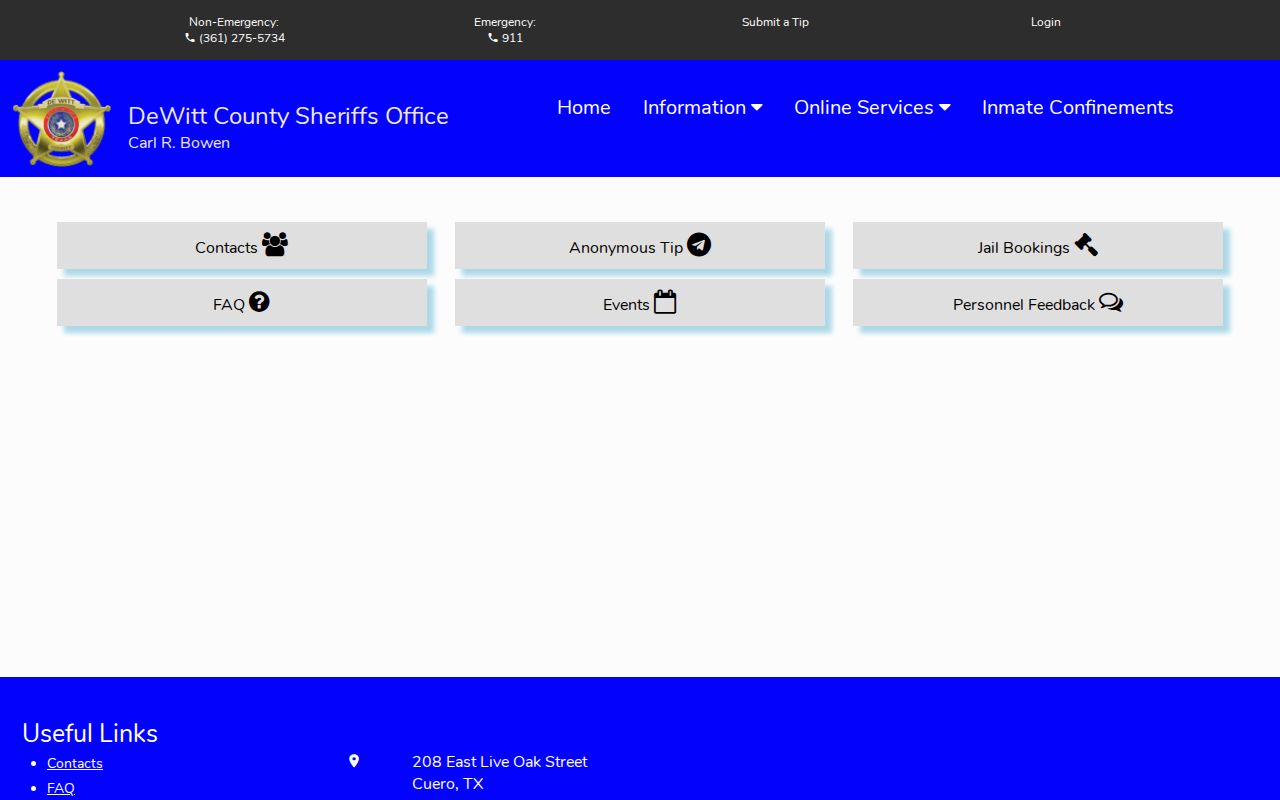 DeWitt County Sheriff Citizen Connect official navigation page